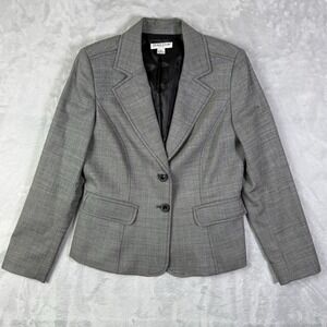 Pendleton Virgin Wool Blazer Womens 10 (see measurements) Grey Cropped 2 Button